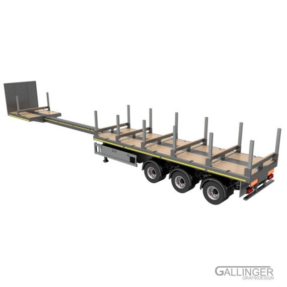 3-Achs Teleskop Plateau Auflieger | Modellbau Bausatz – Bild 9