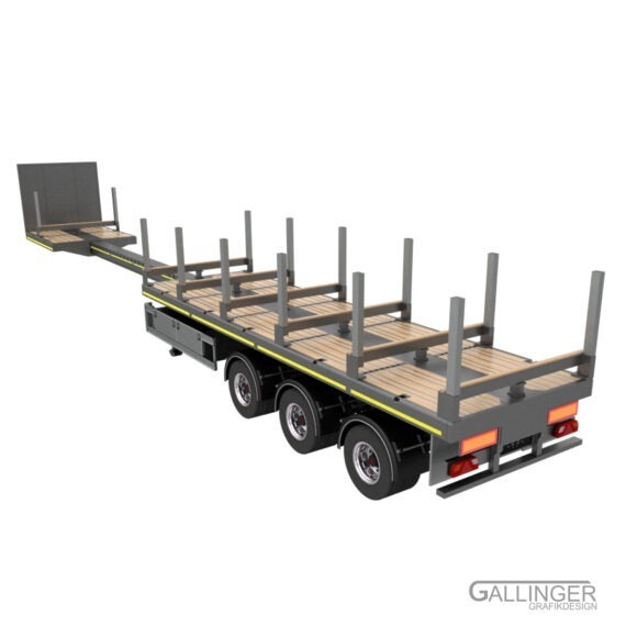 3-Achs Teleskop Plateau Auflieger | Modellbau Bausatz – Bild 8